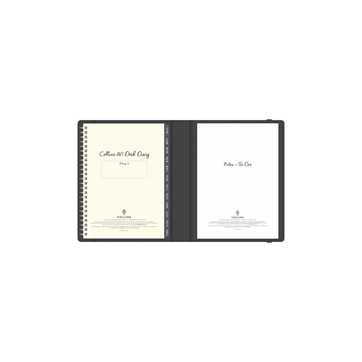 2027 Calendar Year Diary/Planner - 12 Month A5 Week to View - Soft PU Cover - Collins Plan + Note Pro Range