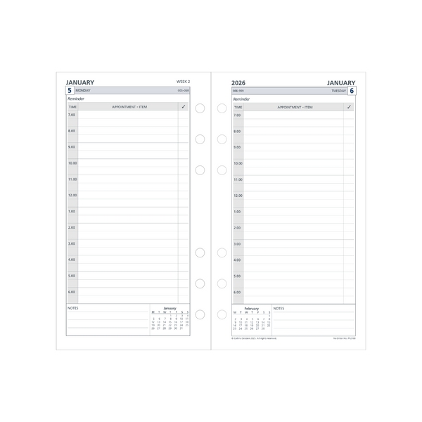 Collins Day Planner Calendar Year 2026 Diary/Planner, Day to Page - with Appointments, Personal Refill
