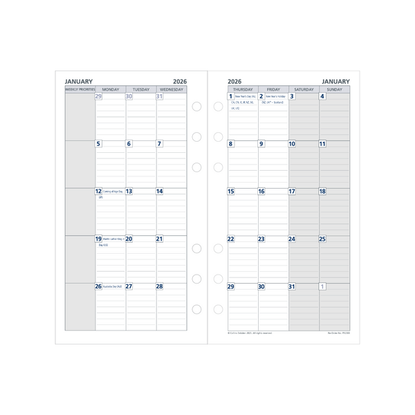Day Planner Calendar Year 2026 Diary/Planner, Month to View, Personal Refill