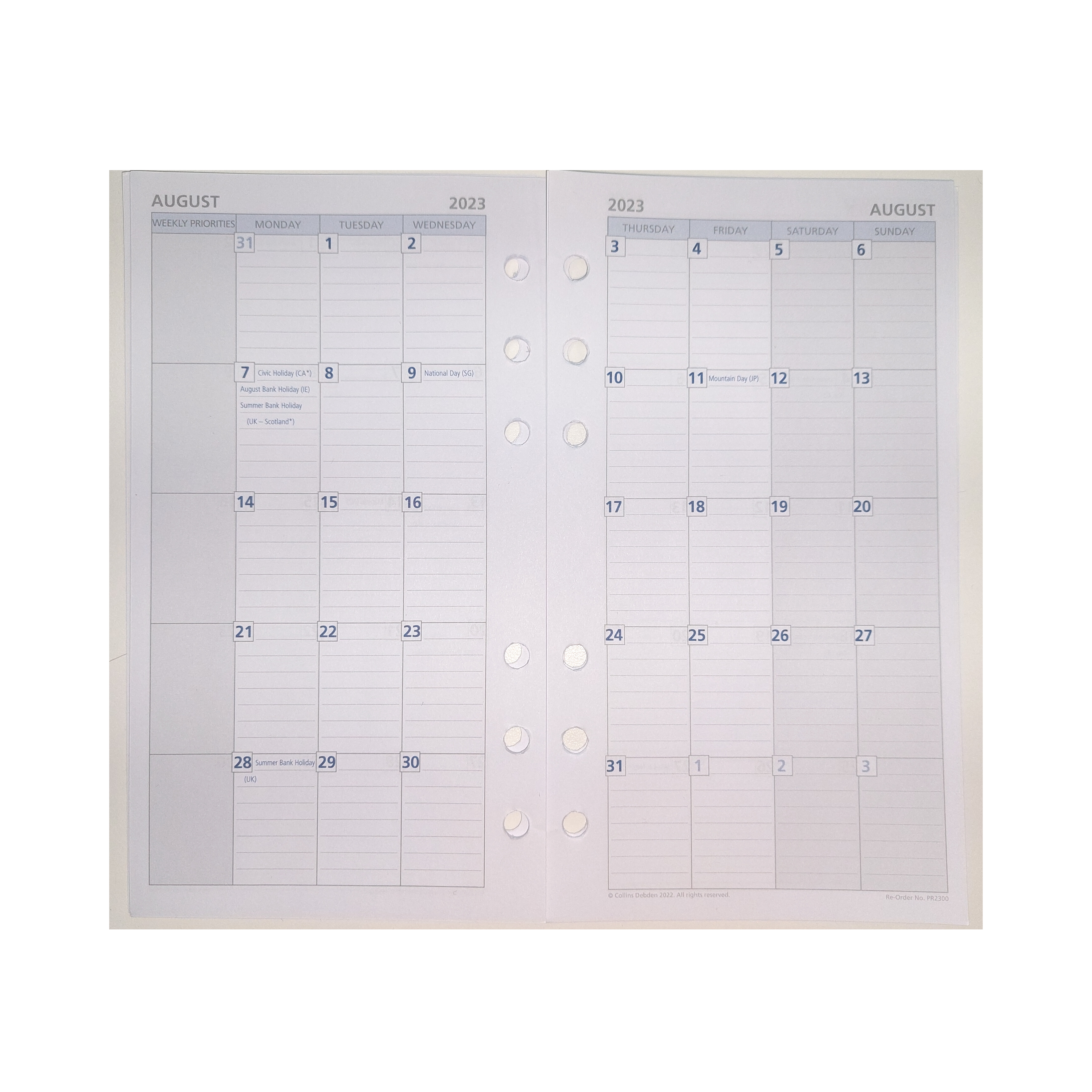 2023 Personal Size Weekly & Monthly Calendar Refill