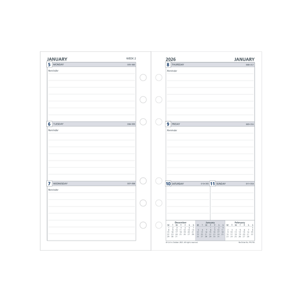 Day Planner Calendar Year 2026 Diary/Planner, Week to View, Personal Refill