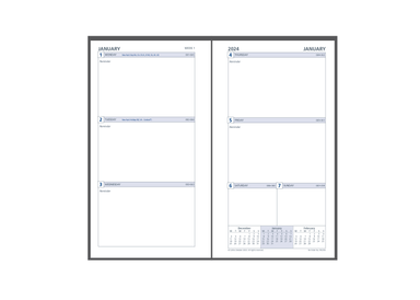 Day Planner Refill 2024 - Weekly Dated - Unruled (one year), Size Personal Personal (172 x 96mm)