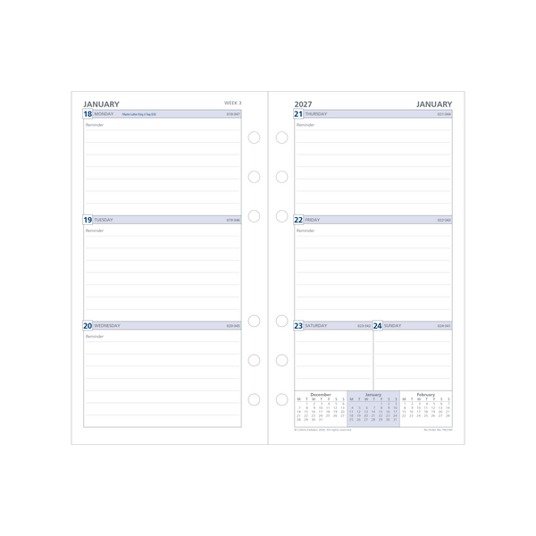 2026 -2027 Financial Year Diary/Planner - 12 Month Personal Week to View Refill - Debden Day Planner Range