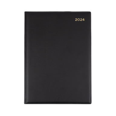 Belmont Desk 2024 Diary - Day to Page, Size Quarto Black / Quarto (260 x 210mm)