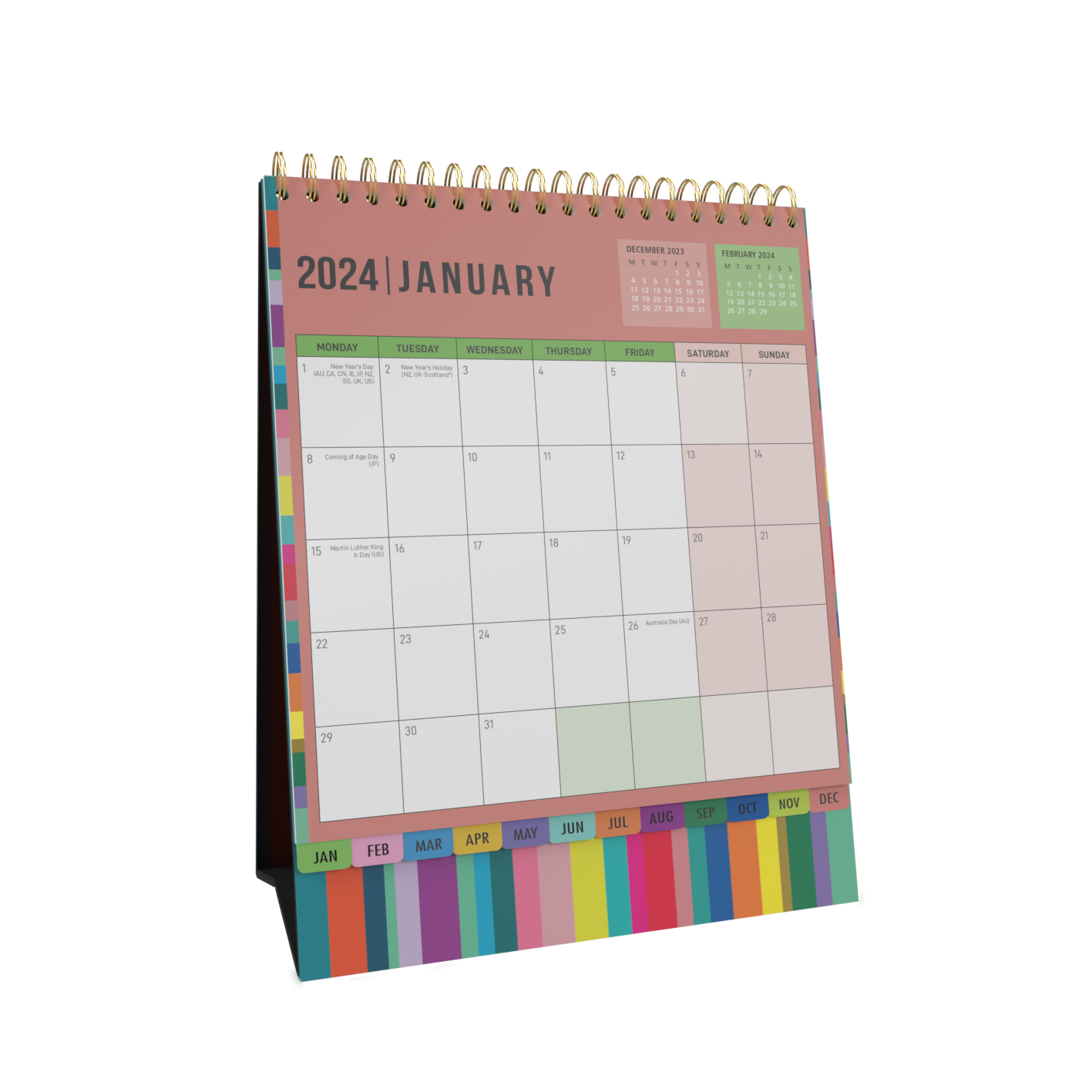 Edge Rainbow Desktop Calendar 2024 - Month to View