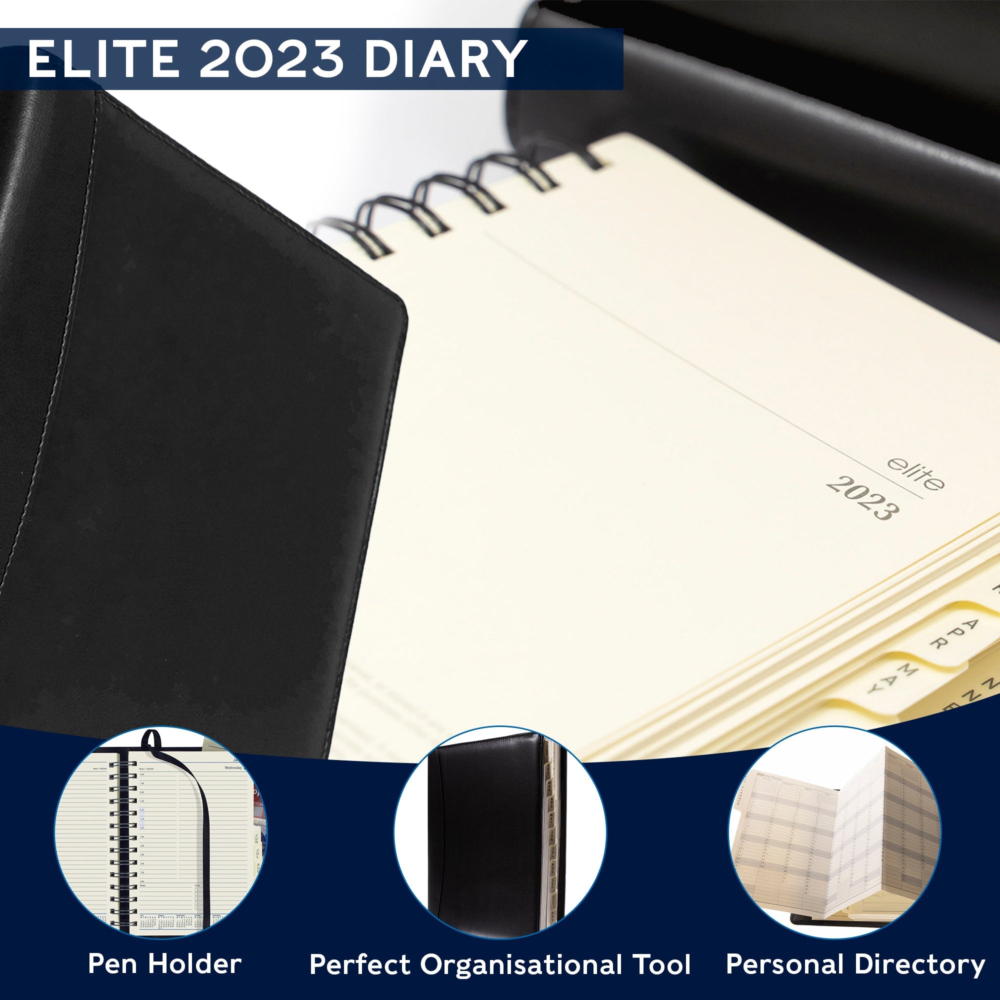 Debden Elite Desk 2024 Diary - Day to a Page View (Executive Size, 8am - 8pm, hourly)