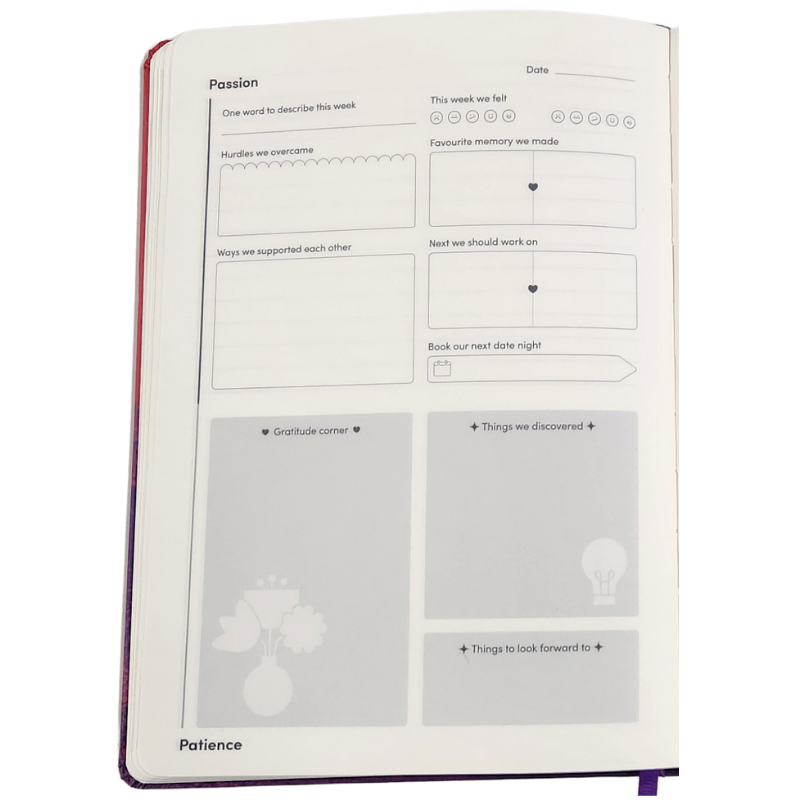 Relationship Journal - A5, Hard Cover in Red - Jumble and Co. Journal Range - Passion and Patience Relationship Journal