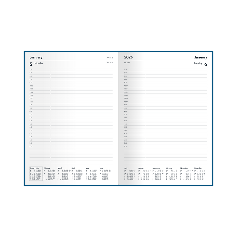 Silhouette Calendar Year 2026 Diary/Planner, Day to Page, A4 Padded Cover