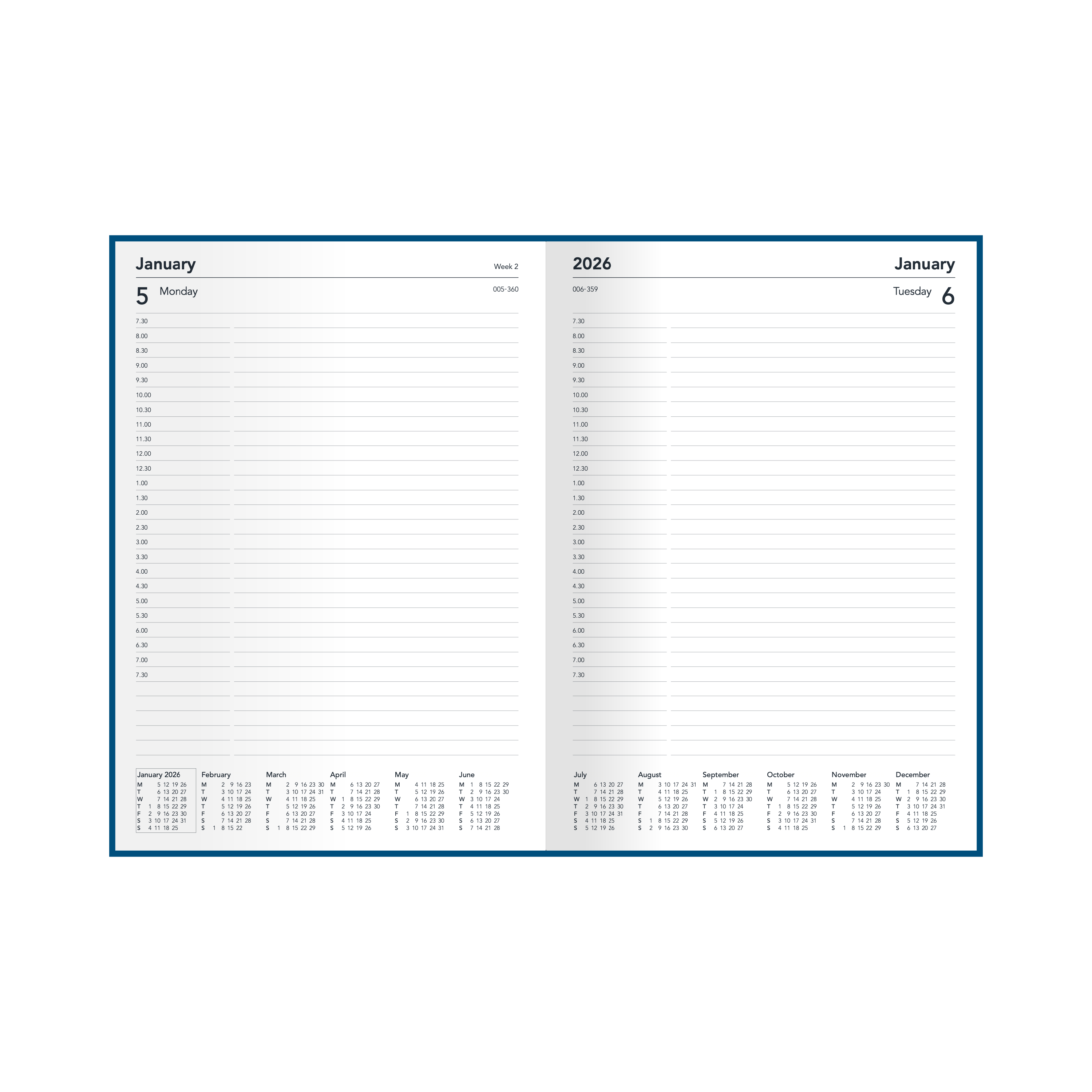 Silhouette Calendar Year 2026 Diary/Planner, Day to Page, A4 Hard Cover