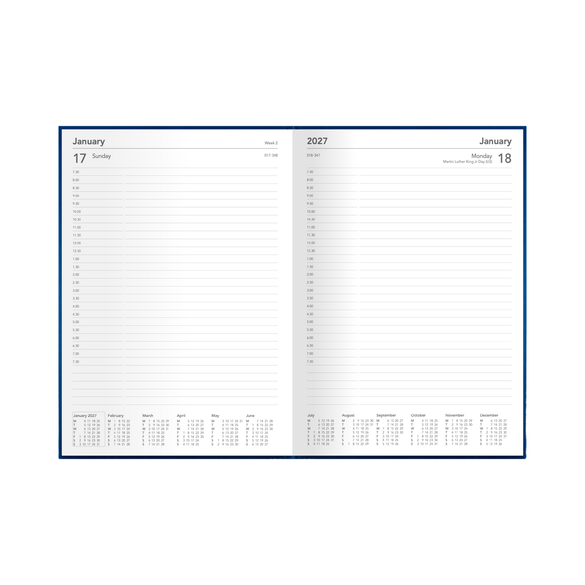 2027 Calendar Year Diary/Planner - 12 Month A4 Day to Page - Hard Cover - Collins Silhouette Range