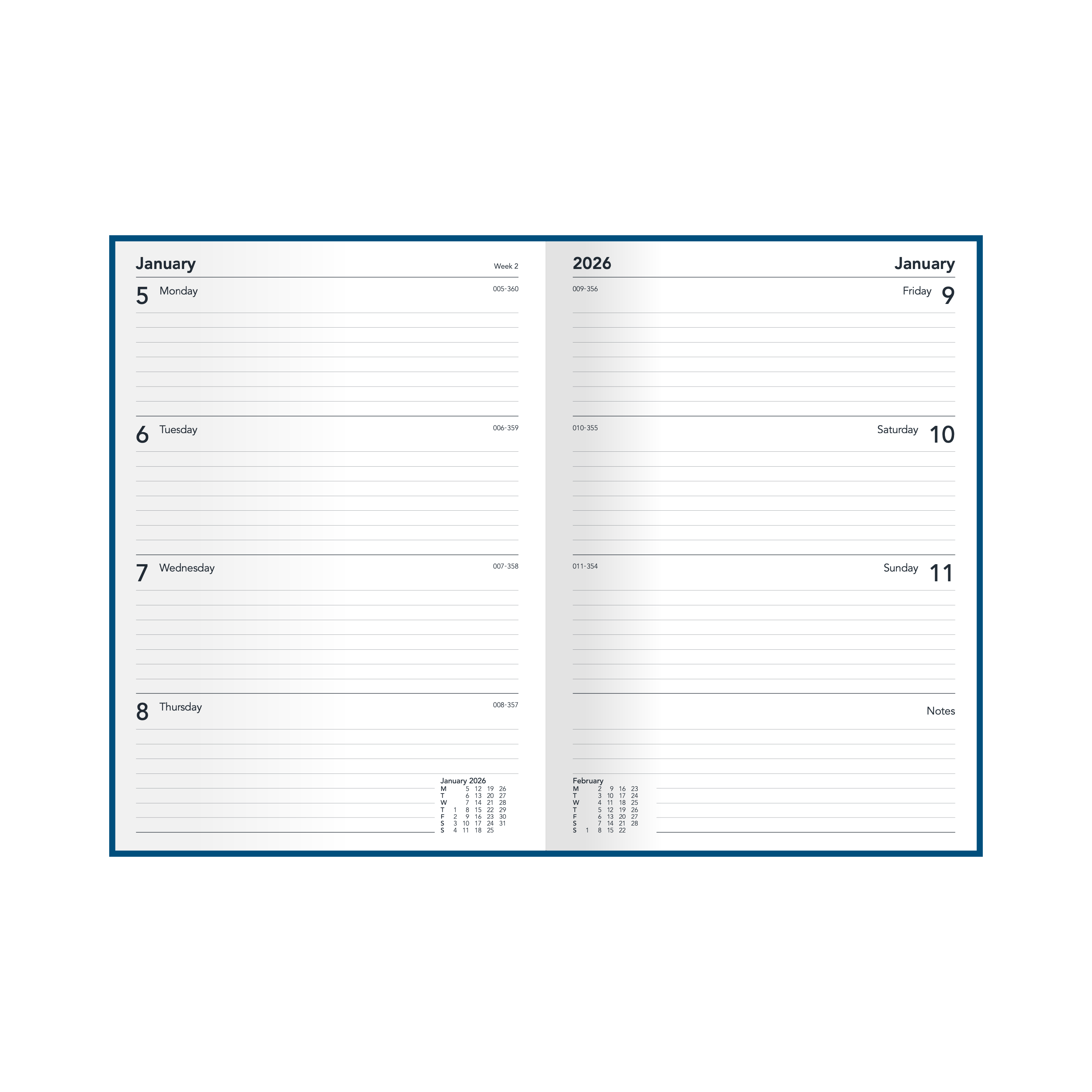 Silhouette Calendar Year 2026 Diary/Planner, Week to View, A4 Hard Cover