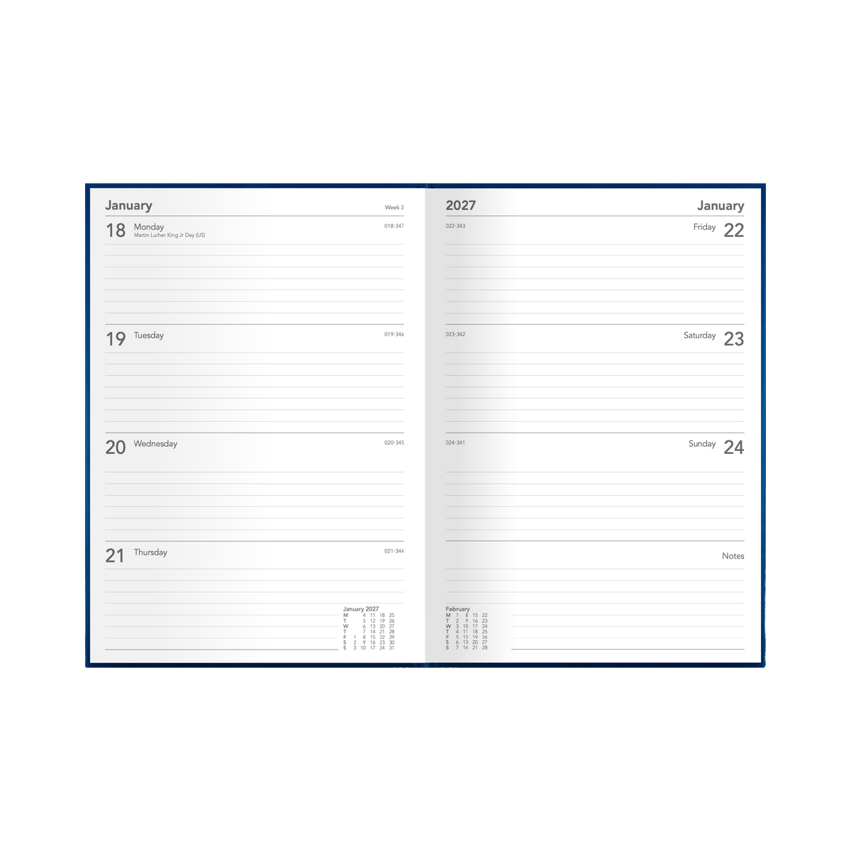 2027 Calendar Year Diary/Planner - 12 Month A4 Week to View - Hard Cover - Collins Silhouette Range