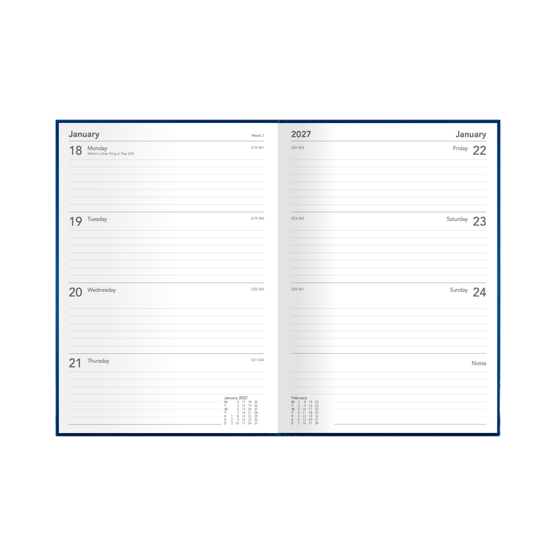2027 Calendar Year Diary/Planner - 12 Month A4 Week to View - Hard Cover - Collins Silhouette Range