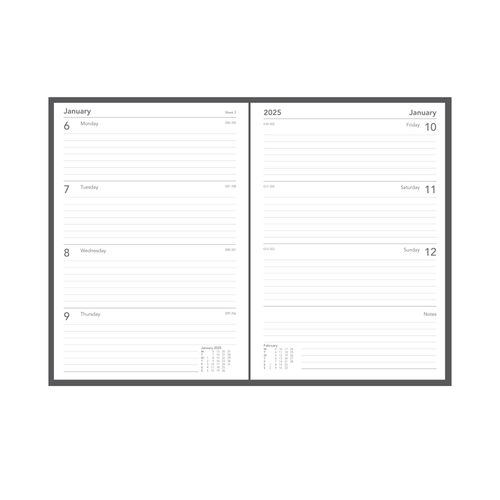 Silhouette -A4 - Week-to-View - 2025 Calendar Year Diary/Planner