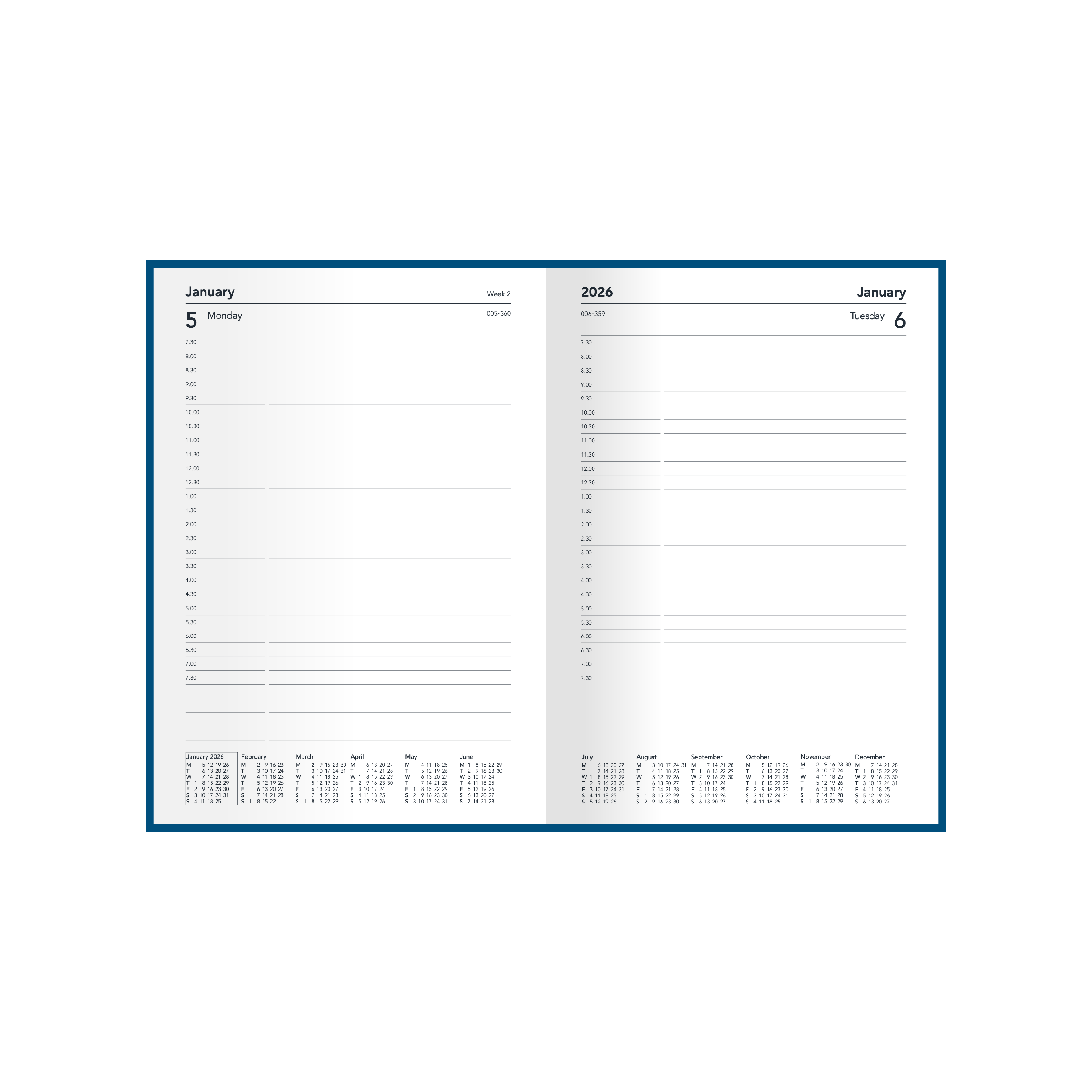 Silhouette Calendar Year 2026 Diary/Planner, Day to Page , A5 Hard Cover