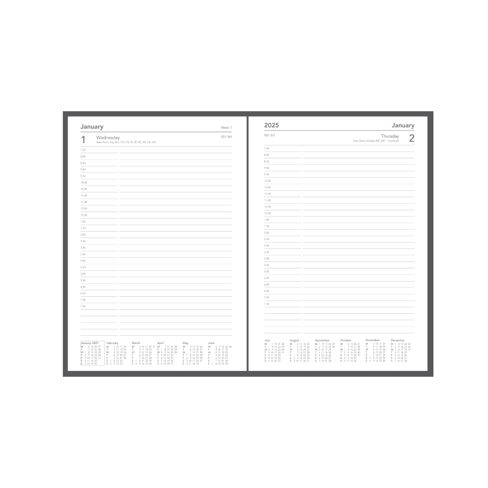 Silhouette -A5 - Day-to-Page - 2025 Calendar Year Diary/Planner