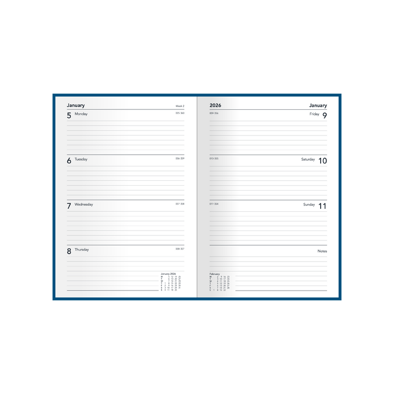 Silhouette Calendar Year 2026 Diary/Planner, Week to View, A5 Padded Cover