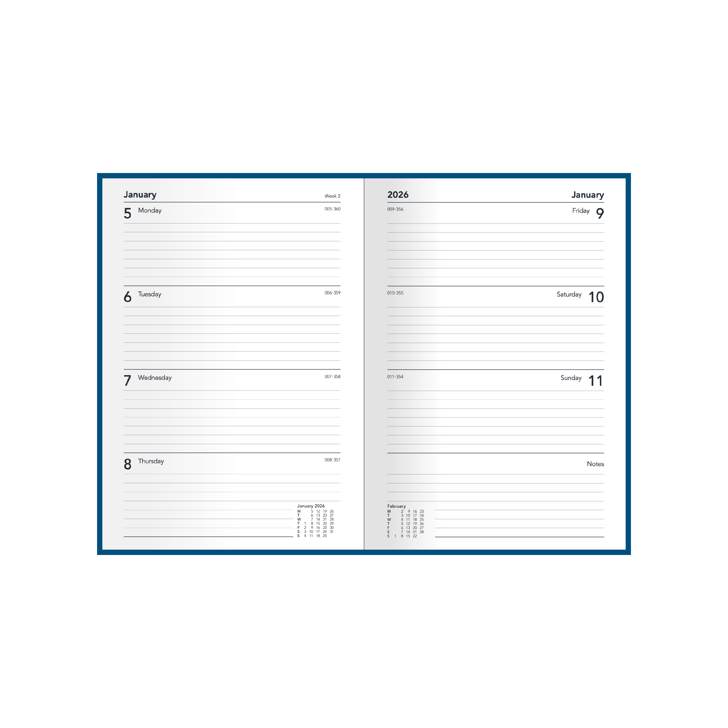 Silhouette Calendar Year 2026 Diary/Planner, Week to View, A5 Hard Cover