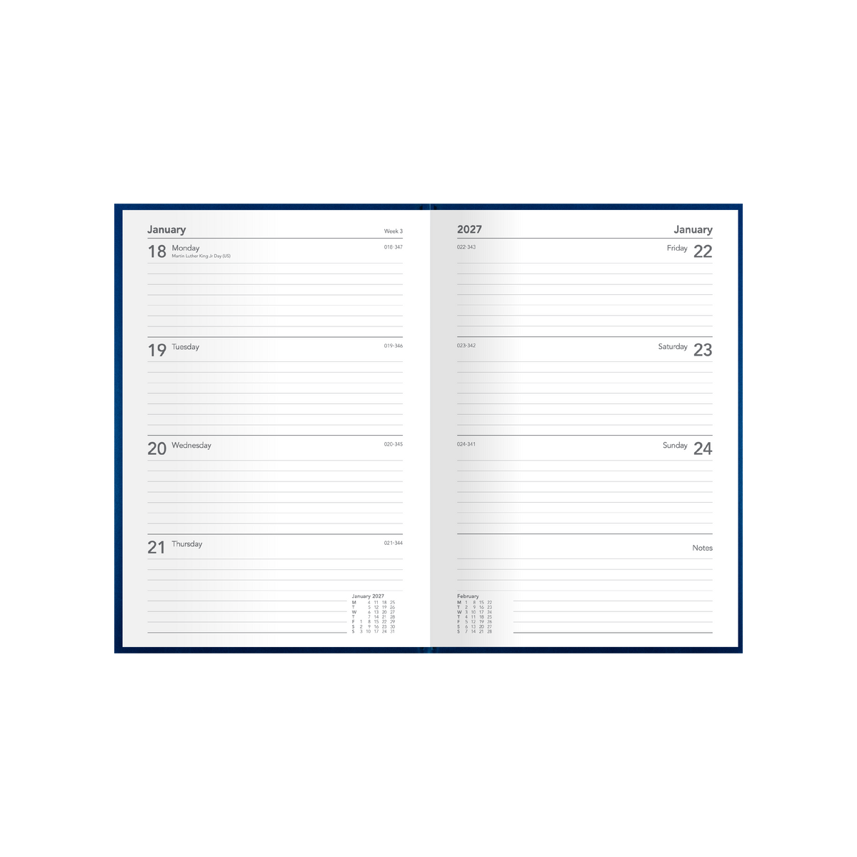 2027 Calendar Year Diary/Planner - 12 Month A5 Week to View - Hard Cover - Collins Silhouette Range
