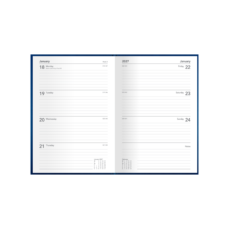 2027 Calendar Year Diary/Planner - 12 Month A5 Week to View - Hard Cover - Collins Silhouette Range