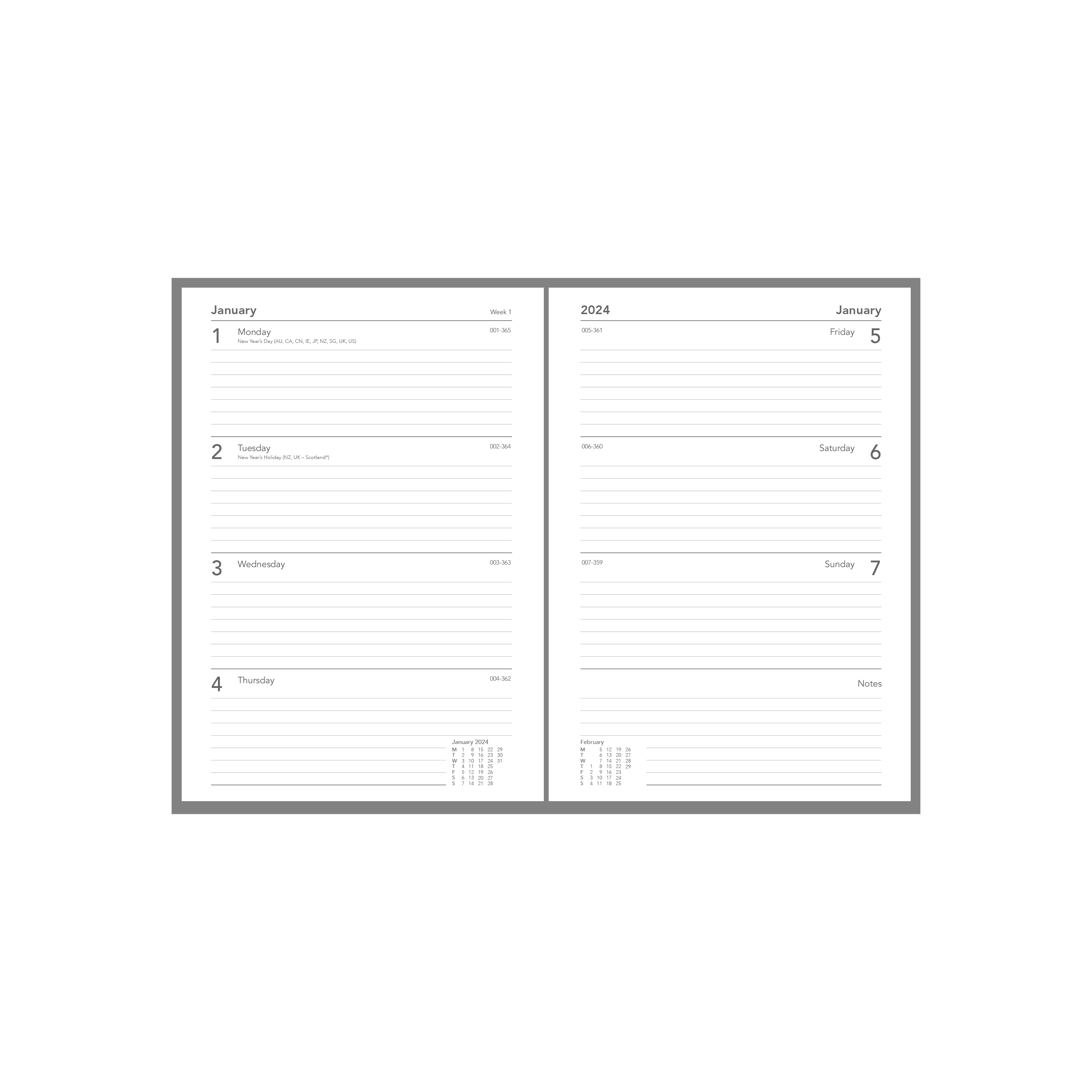 Collins Silhouette 2024 Diary Week to View, Size A5 — Collins Debden