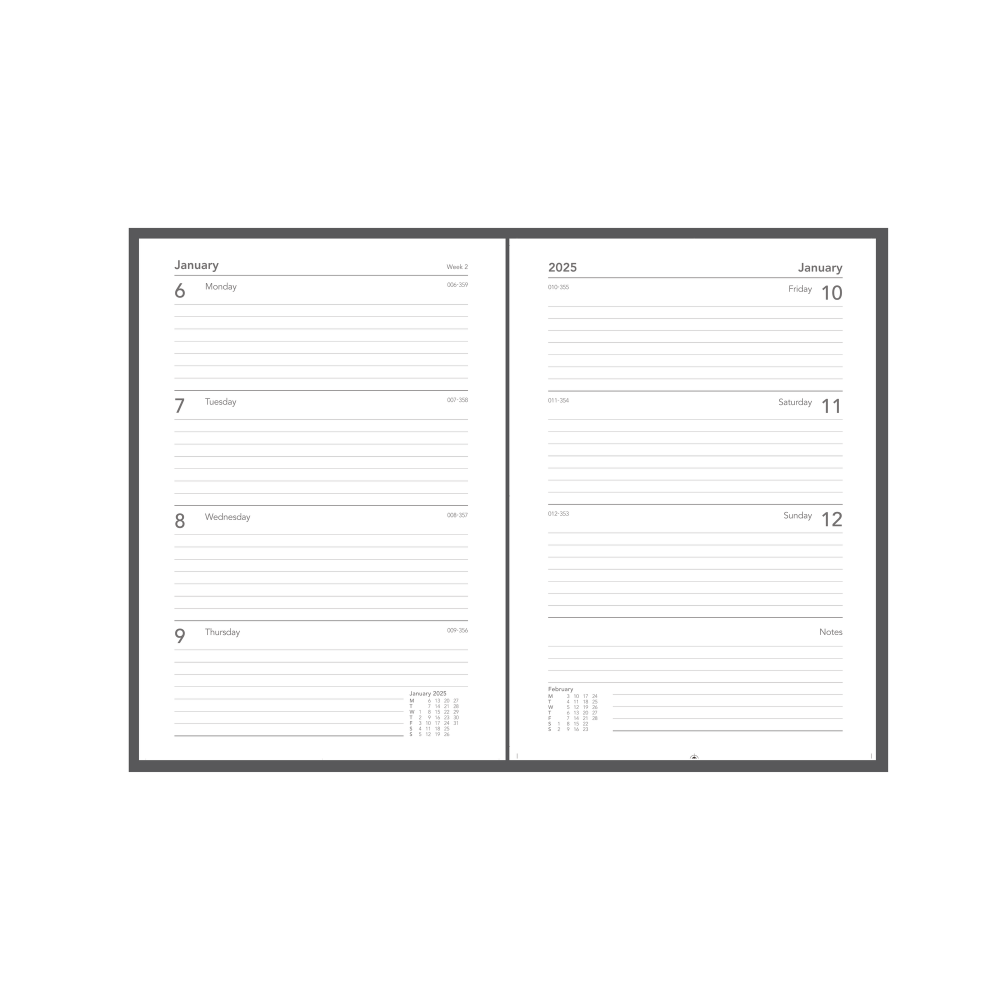 Silhouette -A5 - Week-to-View - 2025 Calendar Year Diary/Planner