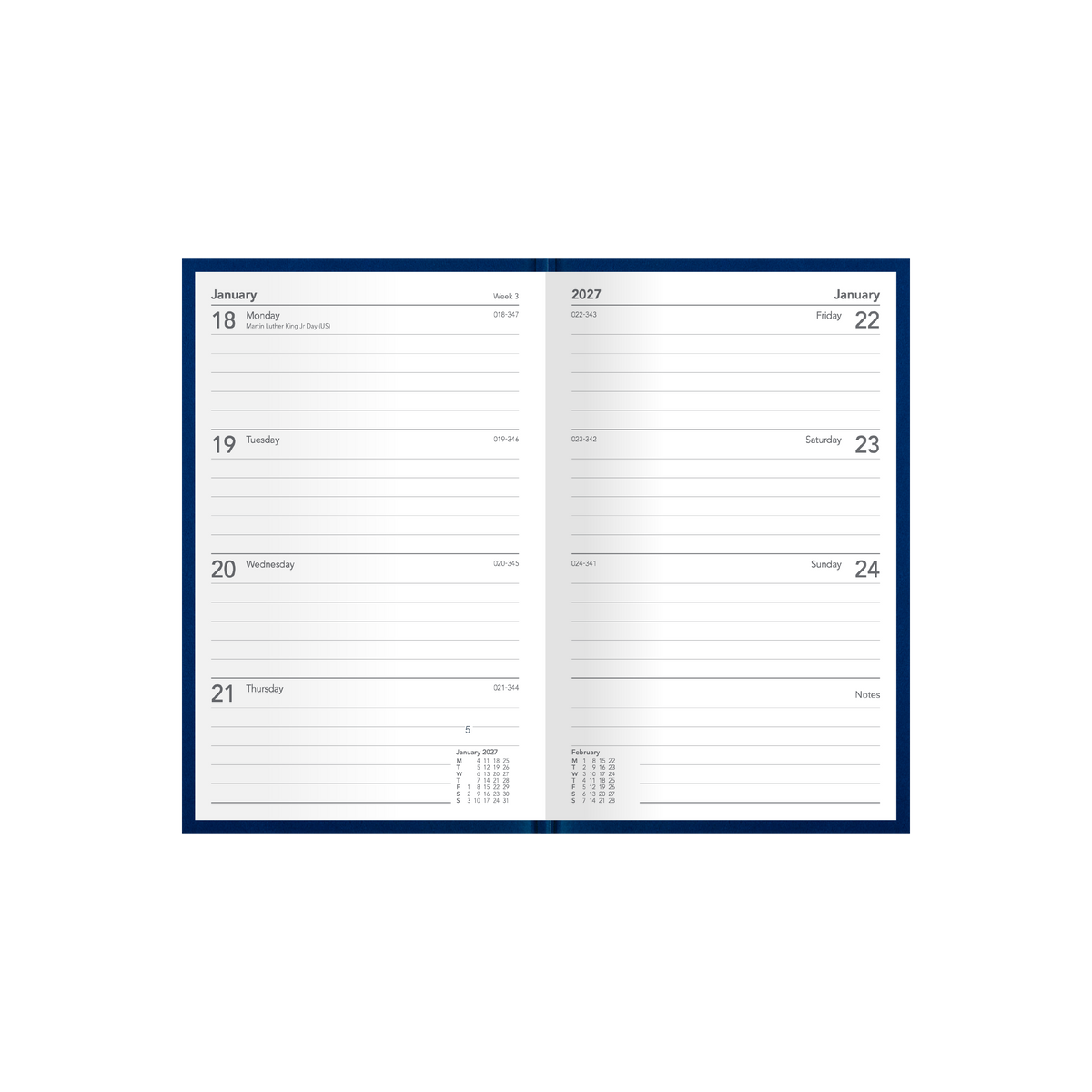 2027 Calendar Year Diary/Planner - 12 Month B7R Week to View - Hard Cover - Collins Silhouette Range