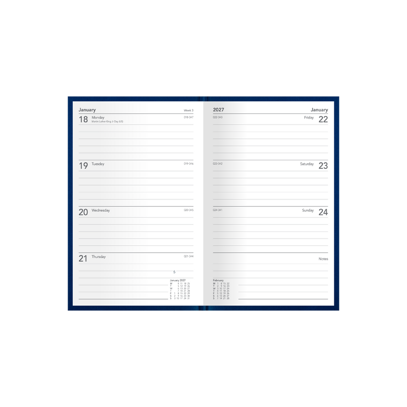 2027 Calendar Year Diary/Planner - 12 Month B7R Week to View - Hard Cover - Collins Silhouette Range