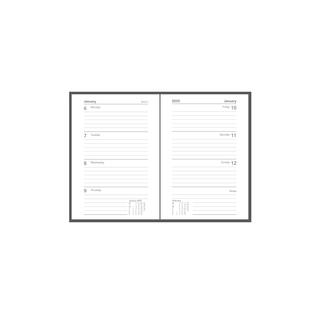 Silhouette -B7R - Week-to-View - 2025 Calendar Year Diary/Planner