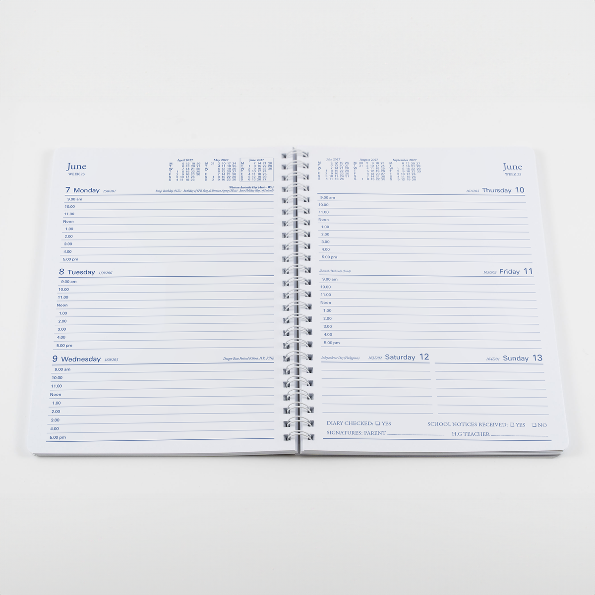 2027 Calendar Year Diary/Planner - 12 Month A5 Week to View - Spiral Bound - Soft Cover - Collins Colplan Student Diary Range