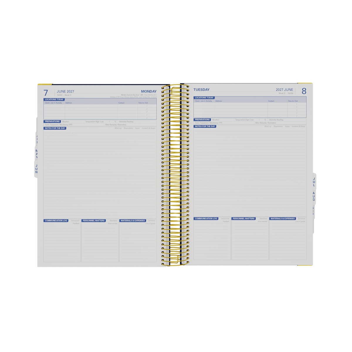 2027 Calendar Year Diary/Planner - 12 Month A4 Day to Page - Hard Cover - Collins Site Diary Range