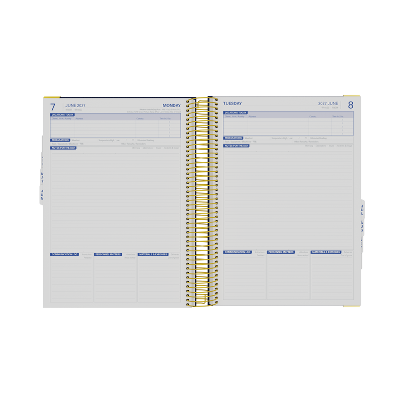2027 Calendar Year Diary/Planner - 12 Month A4 Day to Page - Hard Cover - Collins Site Diary Range