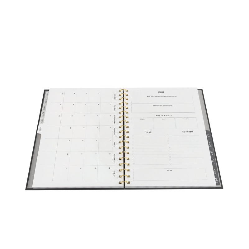 2027 Calendar Year Diary/Planner - 12 Month B5 Week to View - Wiro Bound in Charcoal - Collins Smart Women Society Range