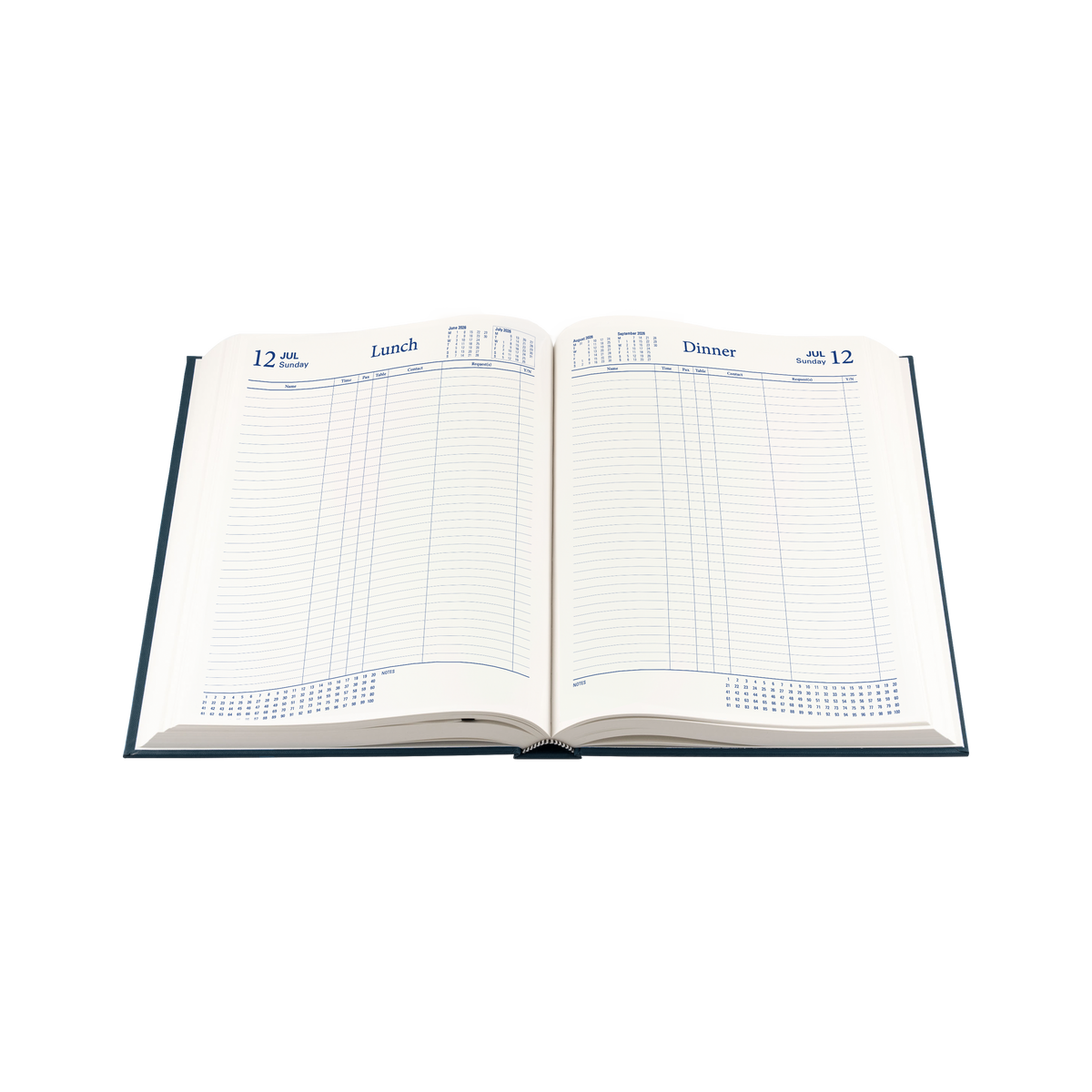 Restaurant /Table Bookings Diary  Calendar Year 2026 Diary/Planner, 2 pages to a day, A4 Hard Cover