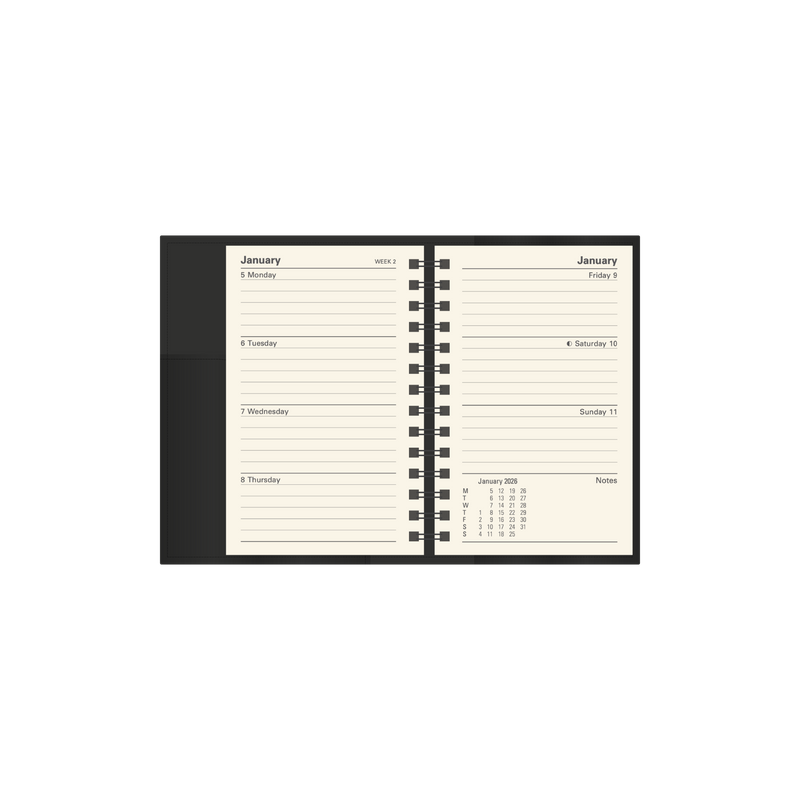 Vanessa Calendar Year 2026 Diary/Planner, Week to View, B7R PU Soft Cover