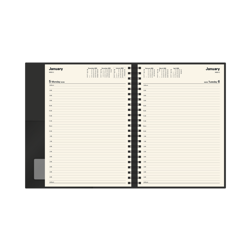 Vanessa Calendar Year 2026 Diary/Planner, Day to Page, A4 PU Soft Cover - Purple