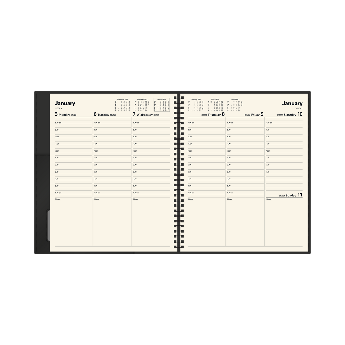Vanessa Calendar Year 2026 Diary/Planner, Week to View, Quatro PU Soft Cover