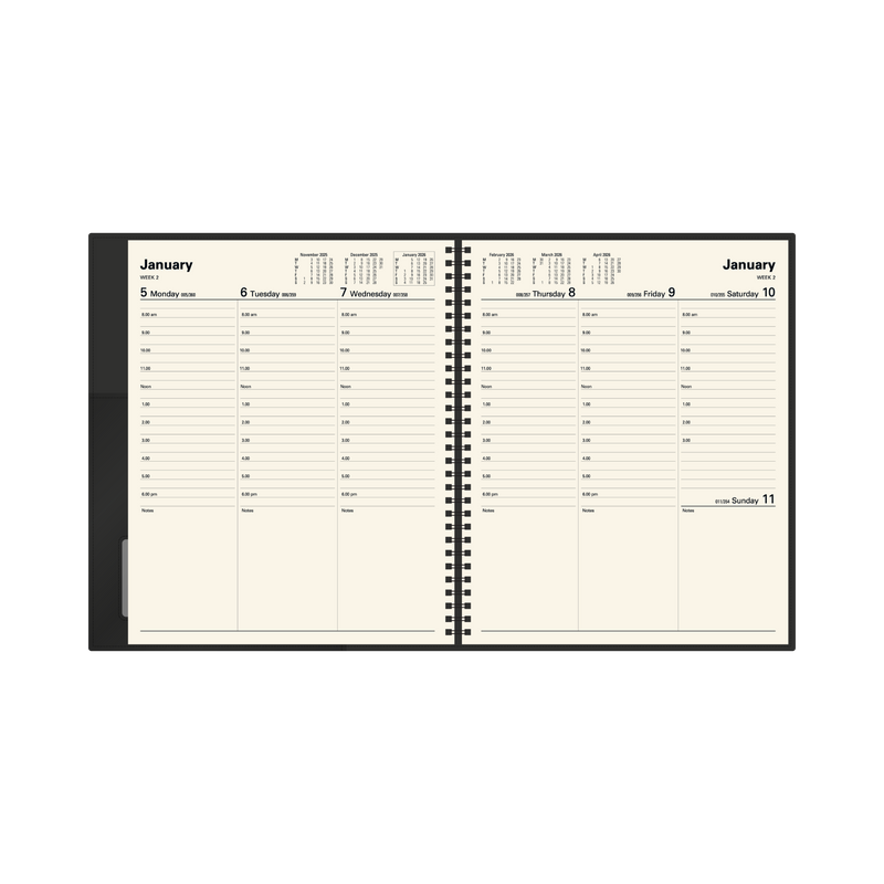 Vanessa Calendar Year 2026 Diary/Planner, Week to View, Quatro PU Soft Cover