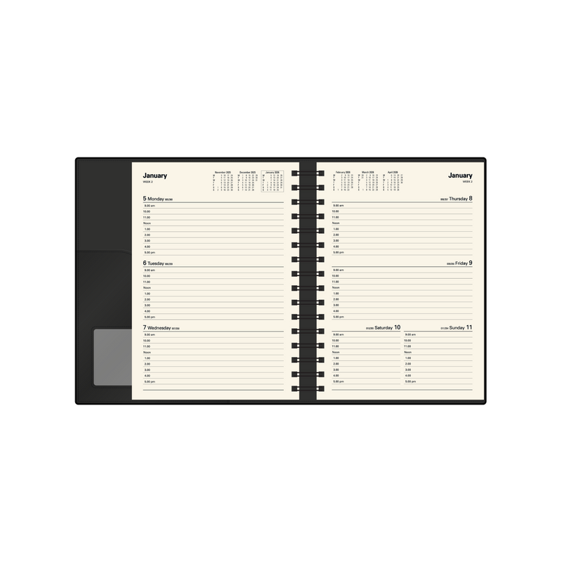 Vanessa Calendar Year 2026 Diary/Planner, Week to View, A5 PU Soft Cover