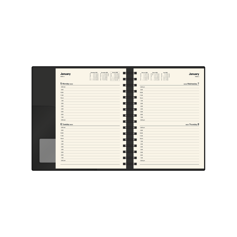 Vanessa Calendar Year 2026 Diary/Planner, 2 Days to a Page, A5 PU Soft Cover