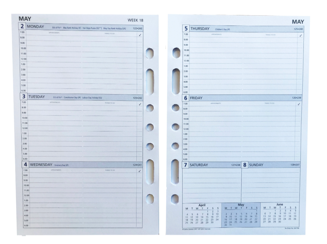 Day Planner Refill 2024 - Weekly Dated (one year), Size Desk
