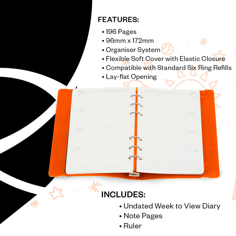 Lit Undated Week to View Organiser - Clean Slate Black