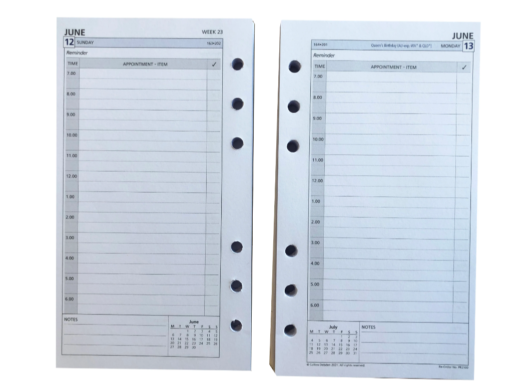 Day Planner Refill 2024 - Daily Dated (one year), Size Personal