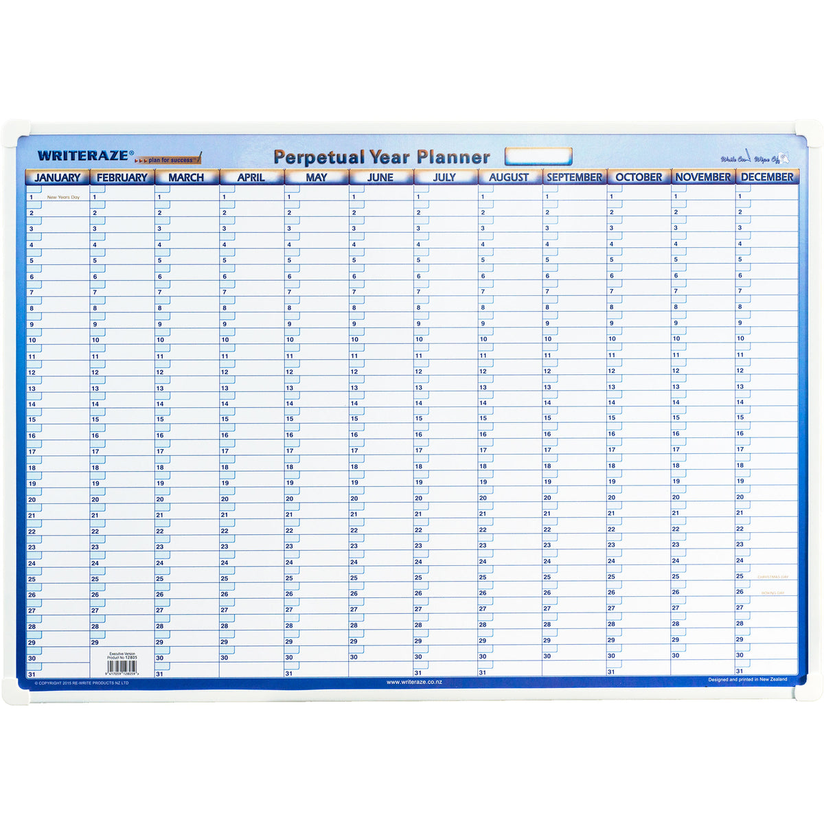 Collins Writeraze Wall Planner - Perpetual Year Planner (500 x 700mm)