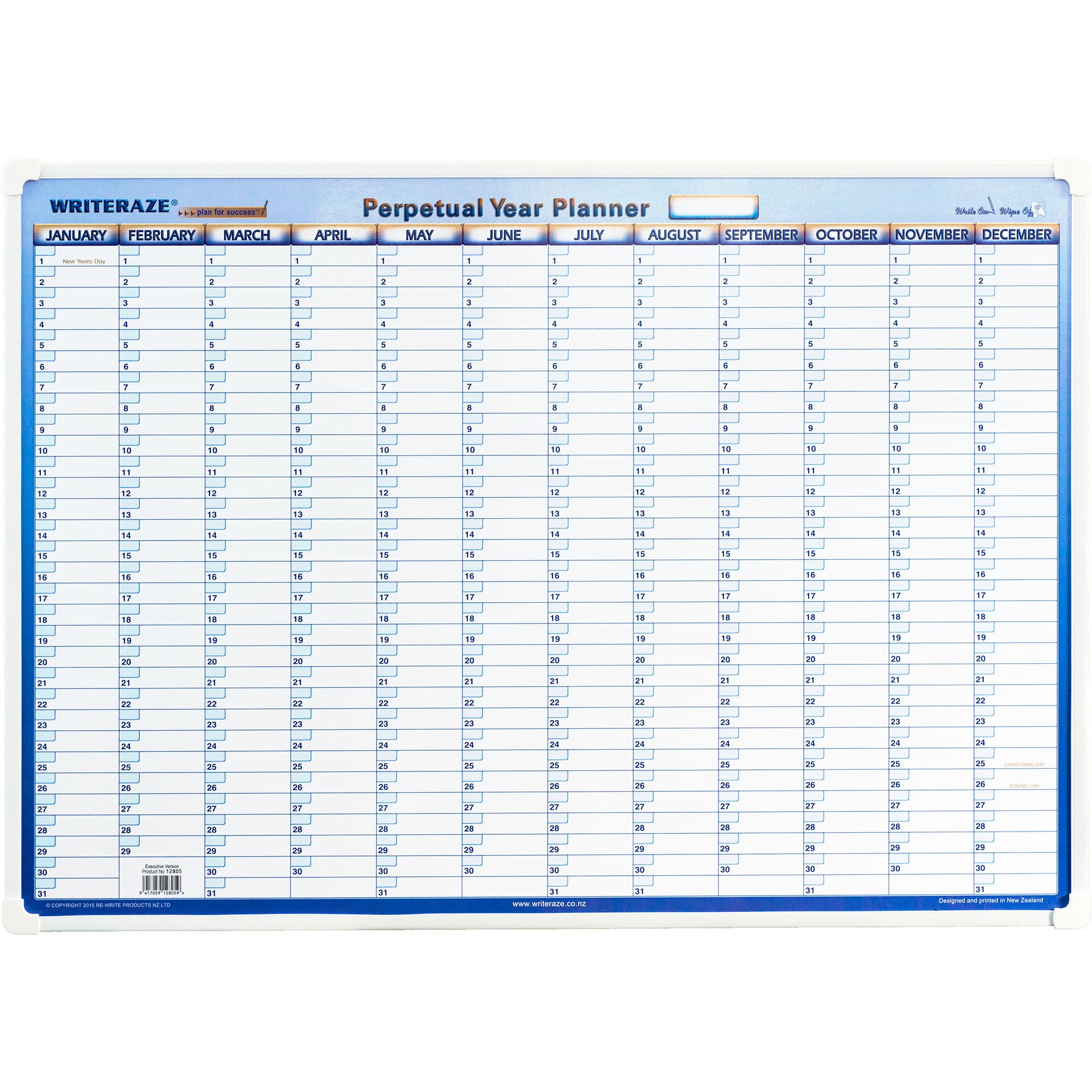 Collins Writeraze Wall Planner - QC2 Perpetual Year Planner