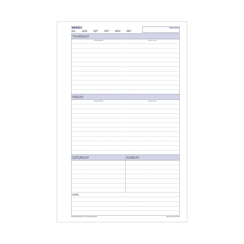 DayPlanner - Desk Size Weekly Non-Dated - Collins Debden