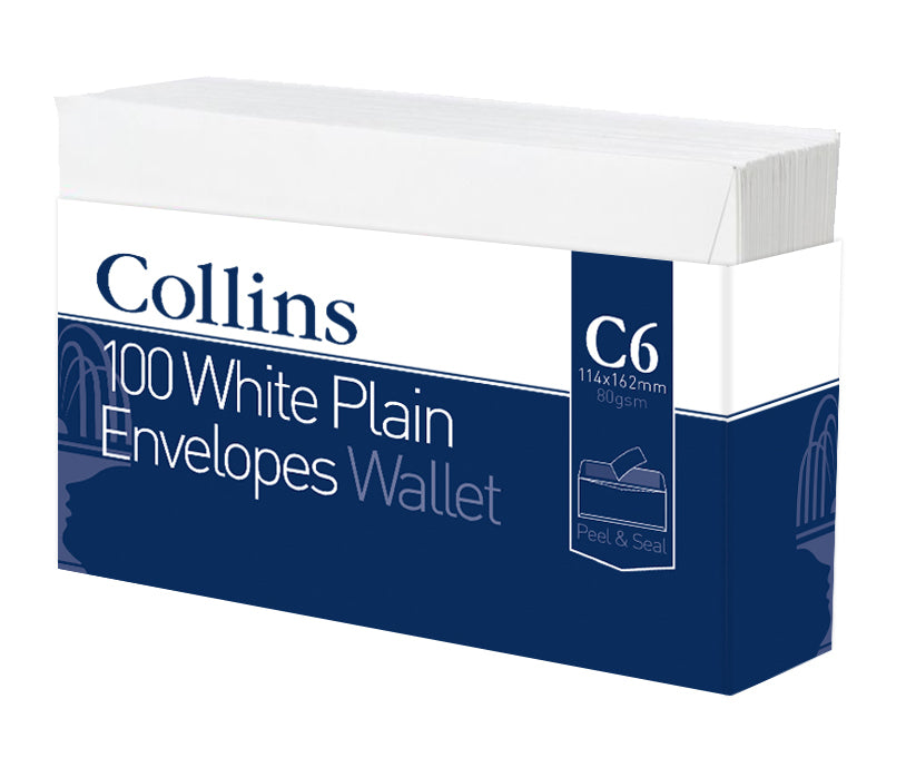 WHITE ENVELOPE C6 X100 - Collins Debden