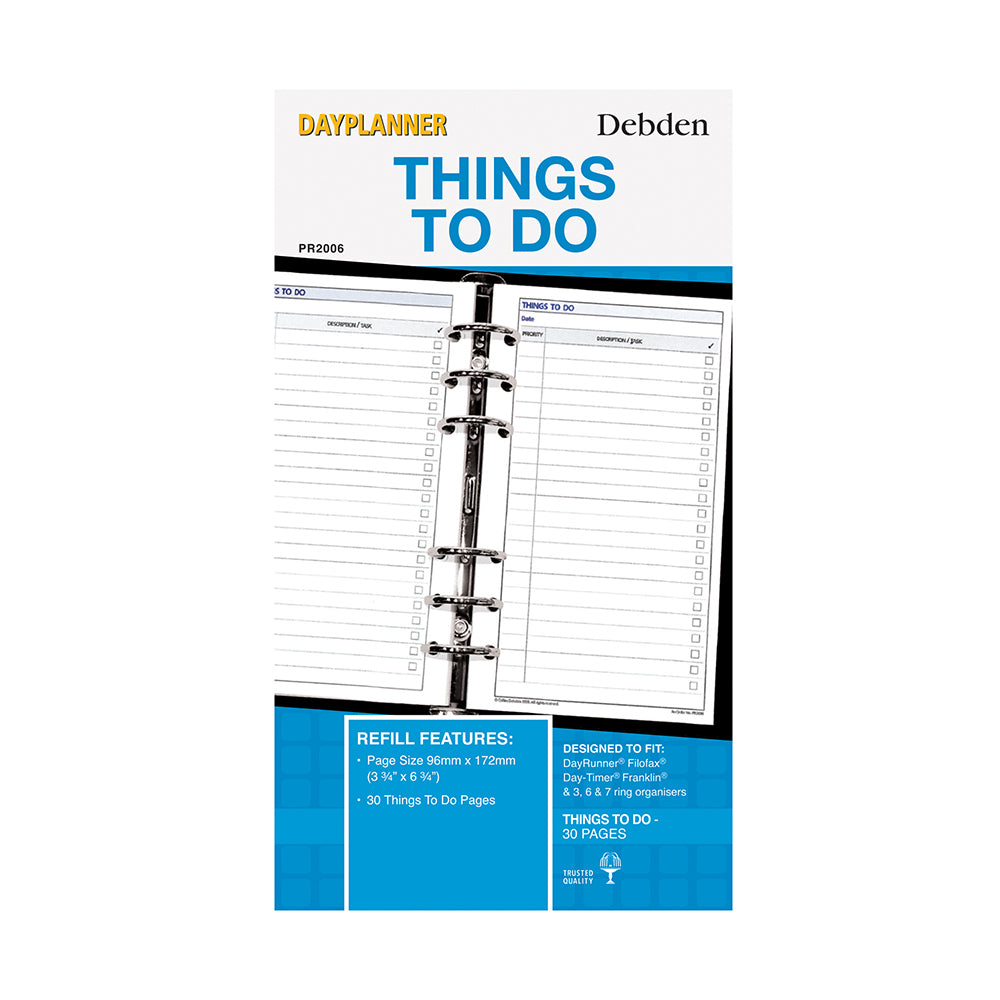 DayPlanner - Personal Size Things to do pad - Collins Debden