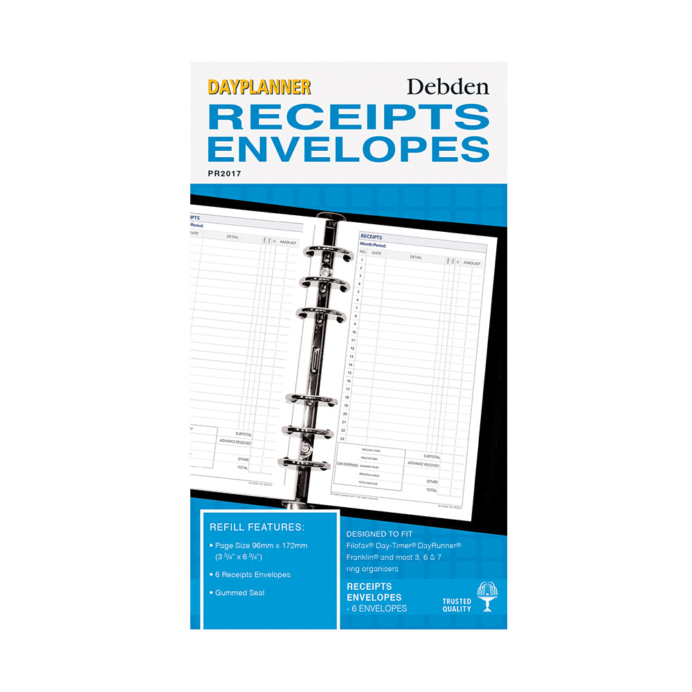 DayPlanner - Personal Size Receipt Envelopes - Collins Debden